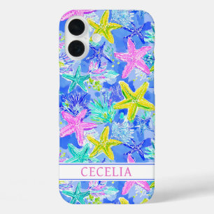 Watercolor Starfish Monogrammed iPhone 16 Plus Case