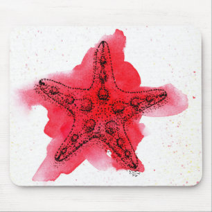 Watercolor Starfish Mouse Pad