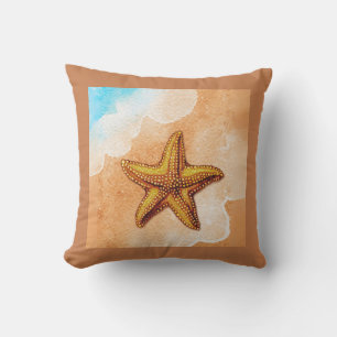 Watercolor Starfish on the Beach Cushion