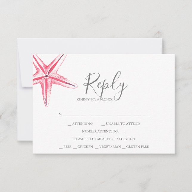 Watercolor Starfish RSVP Card (Front)