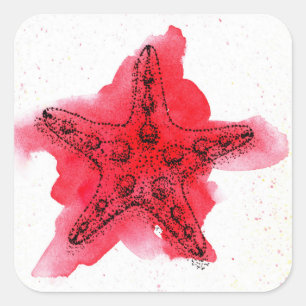 Watercolor Starfish Square Sticker