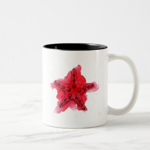 Watercolor Starfish Two-Tone Coffee Mug