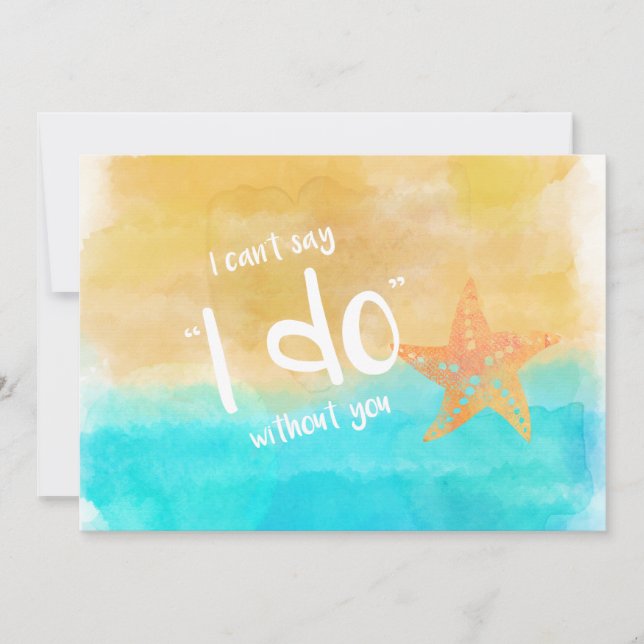 Watercolor Starfish Will You Be My Bridesmaid Invitation (Front)