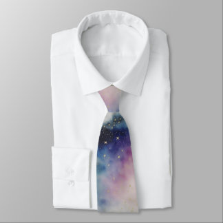 Watercolor Starry Sky on a Cloudy Night Tie