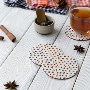 Watercolor stars - amber round paper coaster