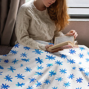 Watercolor stars - blue fleece blanket