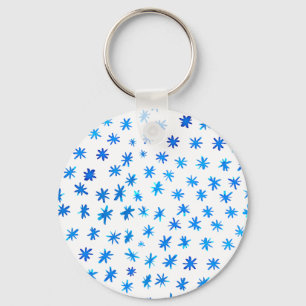 Watercolor stars - blue key ring