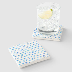 Watercolor stars - blue stone coaster