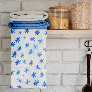 Watercolor stars - blue tea towel