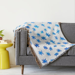 Watercolor stars - blue throw blanket