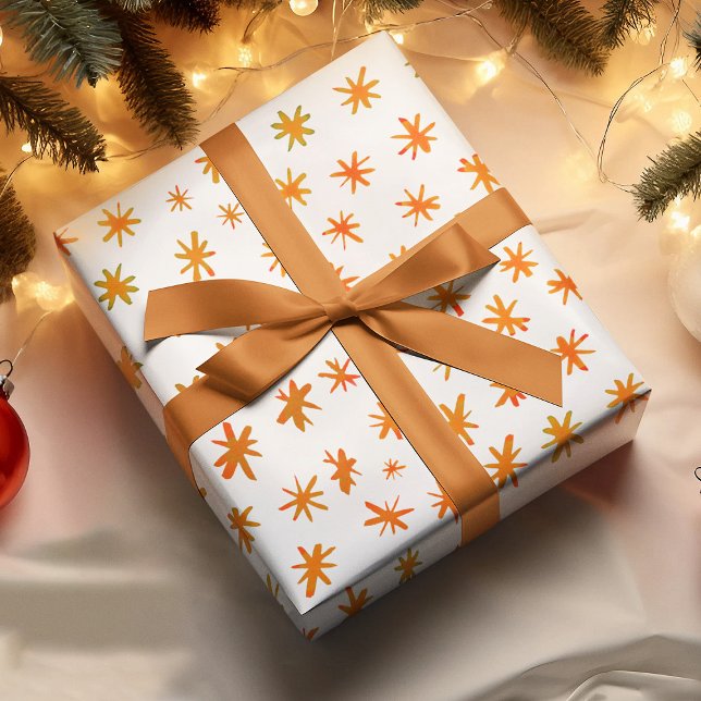 Watercolor stars - orange wrapping paper sheet (Creator Uploaded)