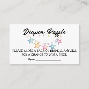 Watercolor Stars Pennant Baby Shower Diaper Raffle Enclosure Card