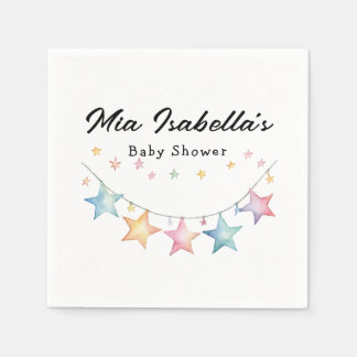 Watercolor Stars Pennant Baby Shower Paper Napkins
