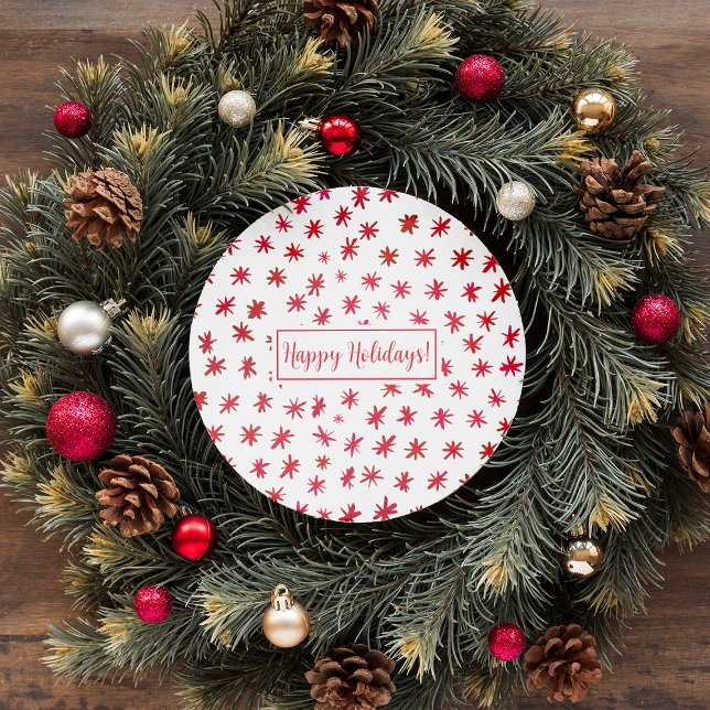 Watercolor stars - red classic round sticker (Creator Uploaded)