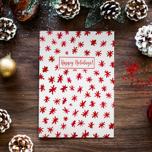 Watercolor stars - red holiday postcard