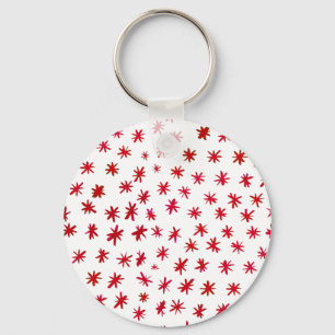 Watercolor stars - red key ring