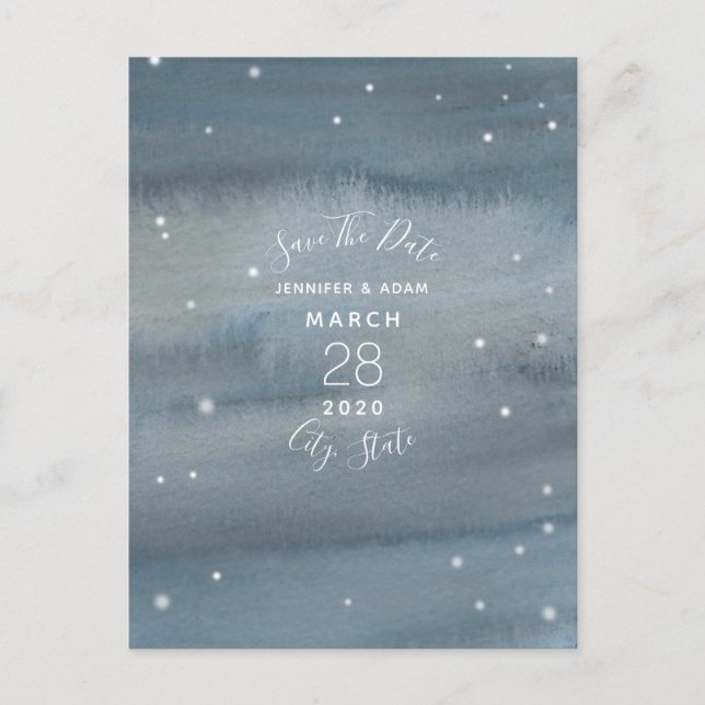 Watercolor Stars Save The Date Postcard (Front)