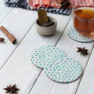 Watercolor stars - turquoise round paper coaster