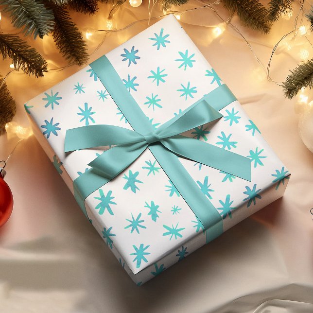 Watercolor stars - turquoise wrapping paper sheet (Creator Uploaded)