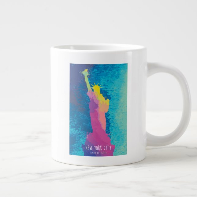Watercolor Statue of Liberty Large Coffee Mug (Right)