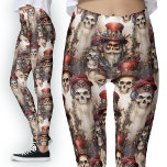 Watercolor Steampunk Santa Gothic Festive Skulls Leggings<br><div class="desc">Embrace gothmas with these Watercolor Steampunk Santa Gothic Leggings. Santa skulls don red steampunk top hats, exuding true Santa style with long flowing white beards. Step out in style or showcase your love for steampunk and gothic vibes at the gym or yoga class. Don't miss the chance to own these...</div>