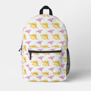 Watercolor Stegosaurus & Pterodactyl Pattern Printed Backpack