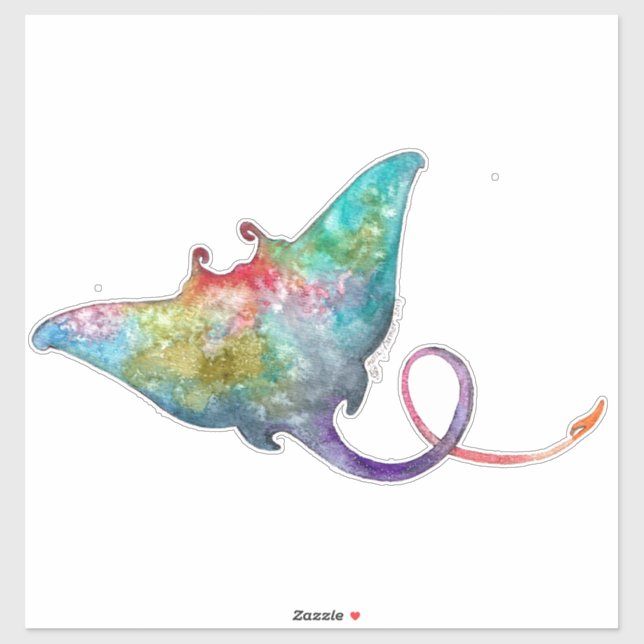 Watercolor Stingray Custom Cut Vinyl Sticker (Sheet)