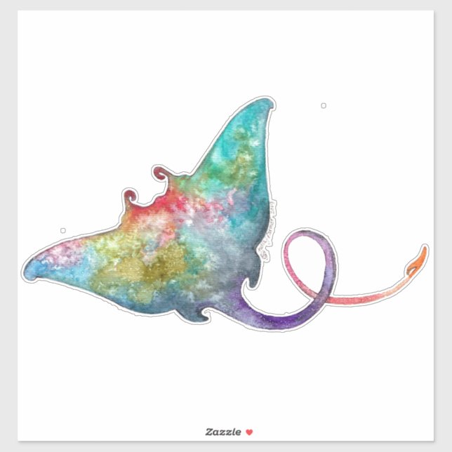 Watercolor Stingray Decal (Sheet)