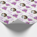 Watercolor stock flower purple photo wedding wrapping paper<br><div class="desc">Personalised wedding gift wrapping paper, featuring an original watercolor purple stock flower art and your own couples' names, wedding date, gifters name and personal message and a photo of your happy couple on a white background. A great way to give a personalised touch to special wedding presents and gifts, or...</div>