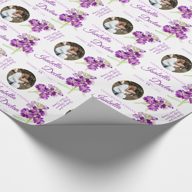 Watercolor stock flower purple photo wedding wrapping paper (Corner)