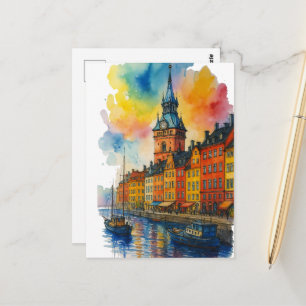 Watercolor Stockholm Sweden Old Town Gamla Stan Postcard
