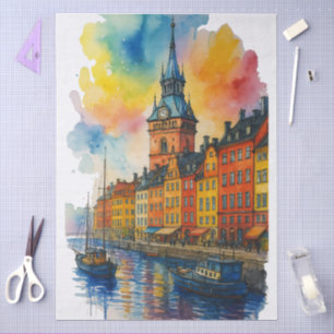 Watercolor Stockholm Sweden Old Town Gamla Stan Tissue Paper