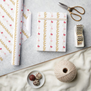 Watercolor Stockings and Garland Wrapping Paper