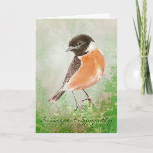 Watercolor Stonechat Bird Nature Deepest Sympathy Card