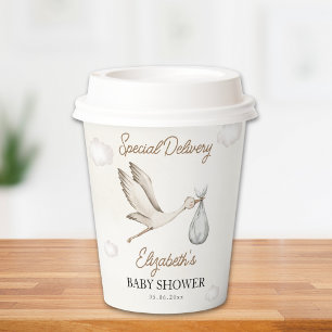 Watercolor Stork Baby Shower – Gender Neutral Paper Cups