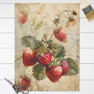 Watercolor Strawberries on Parchment Decoupage Tissue Paper