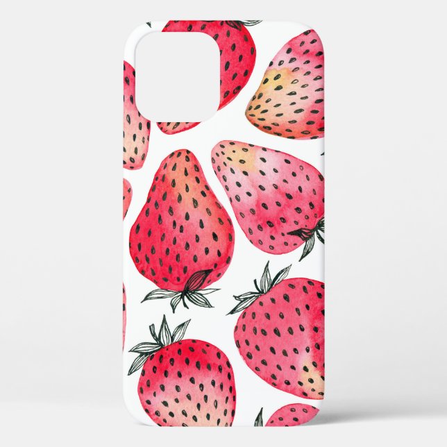Watercolor strawberries pattern. Case-Mate iPhone case (Back)