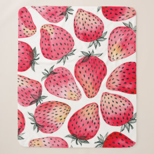 Watercolor strawberries pattern. sherpa blanket