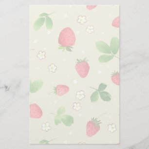 Watercolor strawberries pattern stationery