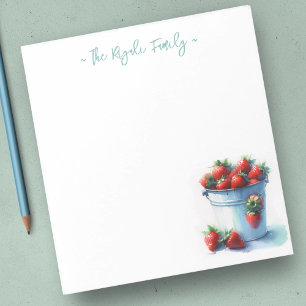 Watercolor Strawberries Personalised Stationery Notepad