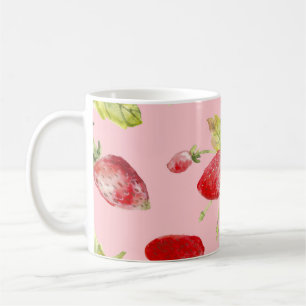 Watercolor strawberries, seamless, fruity pattern. coffee mug