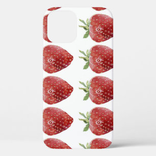 Watercolor strawberries: seamless pattern iPhone 12 case