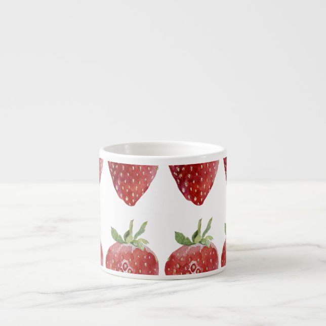 Watercolor strawberries: seamless pattern espresso cup (Front)
