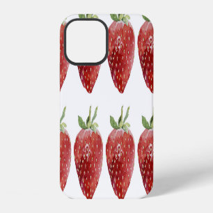Watercolor strawberries: seamless pattern iPhone 12 case