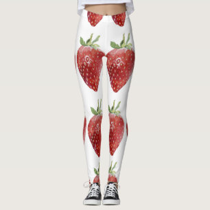 Watercolor strawberries: seamless pattern leggings