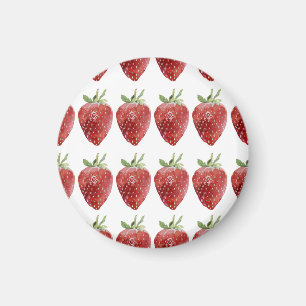Watercolor strawberries: seamless pattern magnet