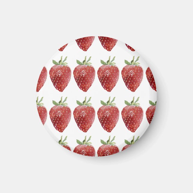 Watercolor strawberries: seamless pattern magnet (Front)