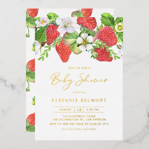 Watercolor Strawberries Summer Baby Shower