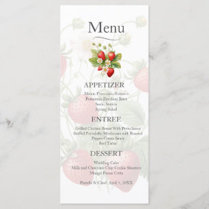 Watercolor Strawberries Wedding Menu