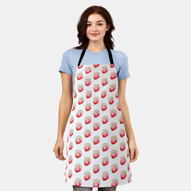 watercolor strawberry apron (Worn)